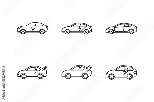 electric car line art vector illustration