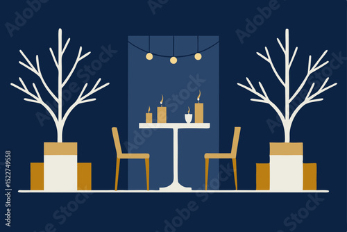 modern caf with a minimalist Christmas theme