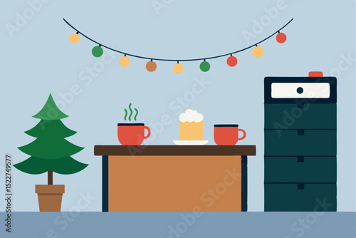 illustration of a kitchen with a table