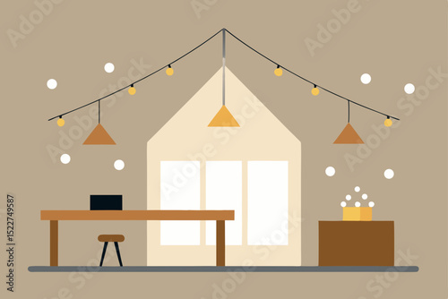 house with christmas tree