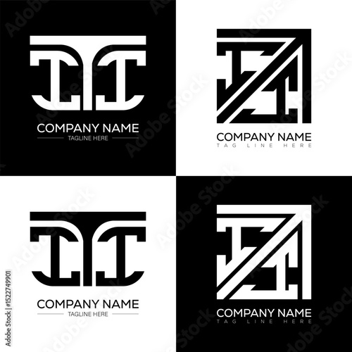 ITI minimalist and classic logo set design. ITI flat and simple style with black and white color variation letter logo set in one artboard.