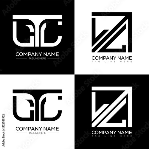 LTL minimalist and classic logo set design. LTL flat and simple style with black and white color variation letter logo set in one artboard.