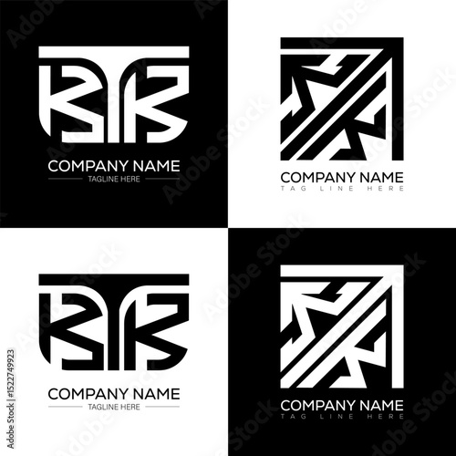 KTK minimalist and classic logo set design. KTK flat and simple style with black and white color variation letter logo set in one artboard.
