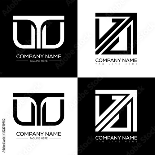 UTU minimalist and classic logo set design. UTU flat and simple style with black and white color variation letter logo set in one artboard.