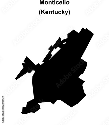 Monticello (Kentucky) blank outline map