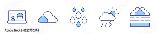 rain, foggy, forecaster, clouds. Weather forecast Icon vector illustration. Line Duotone style. Editable stroke