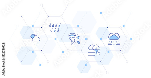 Weather forecast Banner Vector Illustration with Icon Style in Between. Line Duotone icon. Containing. meteorology, hail, climate, windstorm, wind