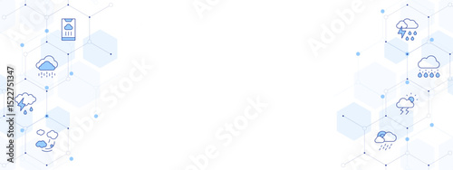 Weather forecast Banner Vector Illustration with Two-sided Icon Style. Line Duotone icon. Containing. weather forecast, rain, storm, contrail, rainy, thunderstorm