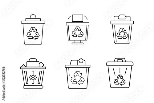 e waste disposal icon line art vector illustration