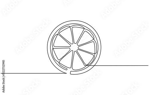 Vector illustration of Lime fruit with slice showing juicy flesh and leaf black and white drawing For children, Black and white picture of orange fruit for children's cartoon coloring.