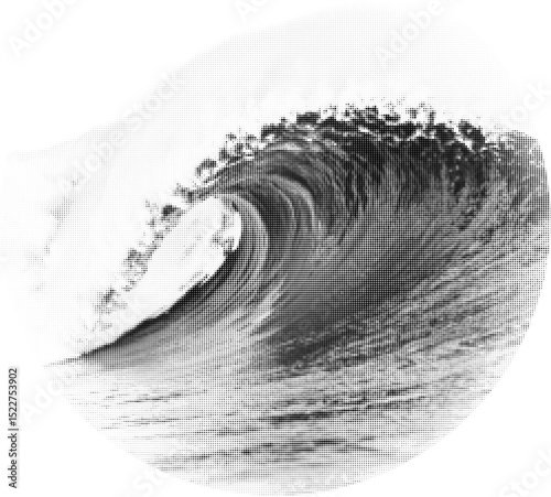 Wave on transparent background in halftone effect