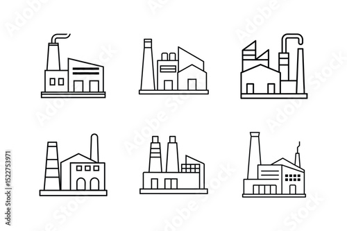 factory icon line art vector illustration