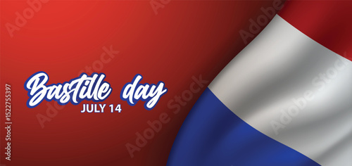 Free Download Bastille Day 14 July waving flag vector poster - GFXLoad