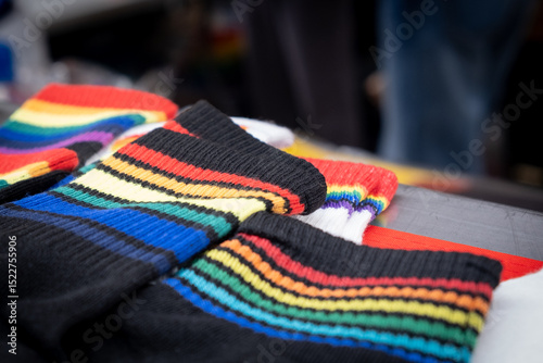 Rainbow striped socks celebrating pride and diversity
