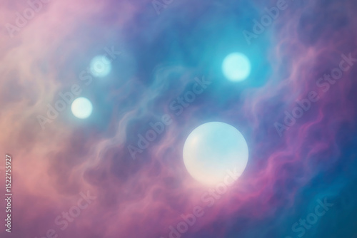 Dreamy Pastel Nebula Wallpaper Cosmic Clouds and Glowing Spheres Background