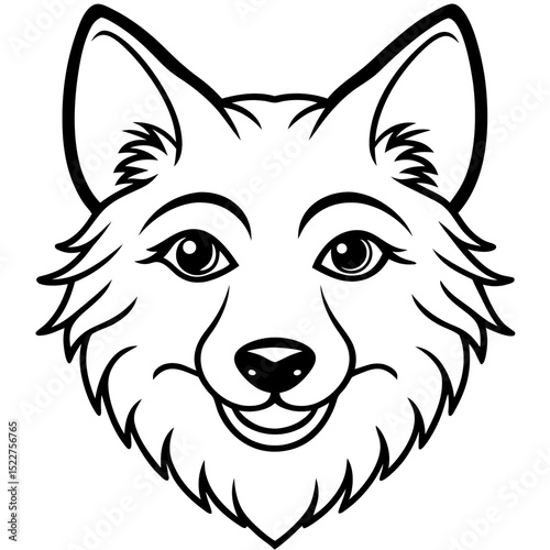 Isolated black and white vector illustration of a wild wolf head, a powerful symbol of a predator animal