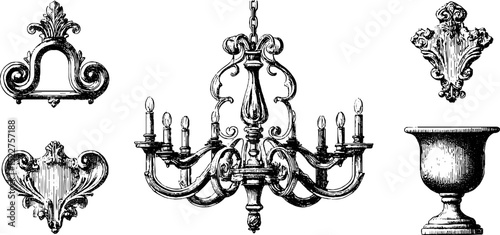 Intricate engraved craftsman designs featuring oak frame and vintage decorations