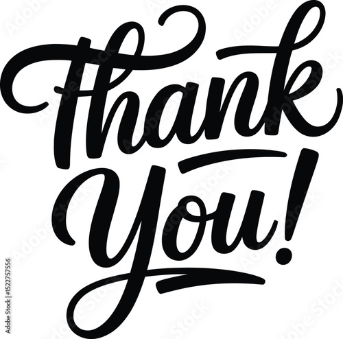 Elegant thank you lettering design isolated on transparent background