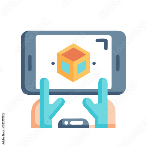 User interacting with augmented reality application on smartphone  