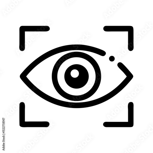 Eye symbol with scanning frame in minimalist design  