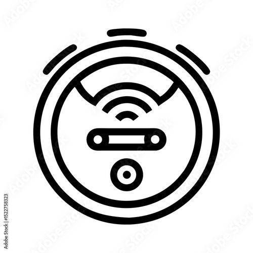 Robot vacuum cleaner icon in minimalist line art style  