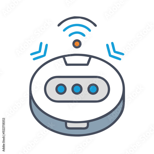 Robot vacuum cleaner with sensors and wireless function illustration  