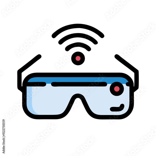 Smart glasses with wireless connection icon in modern design  