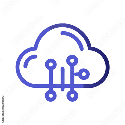 Cloud computing icon with digital connections in blue gradient  