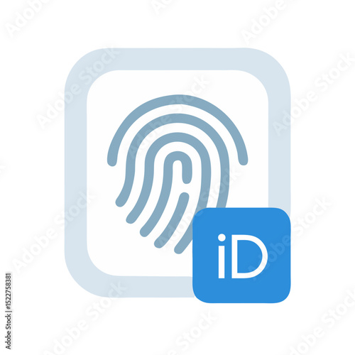 Fingerprint icon with ID symbol in minimalist design  