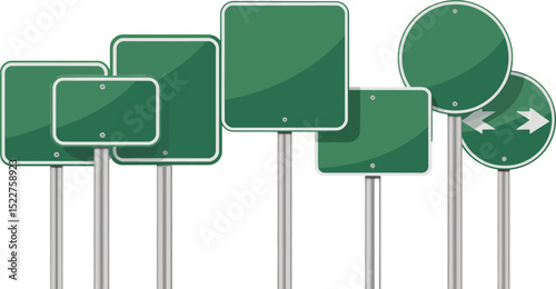  Black multiple road sign icons isolated on transparent background