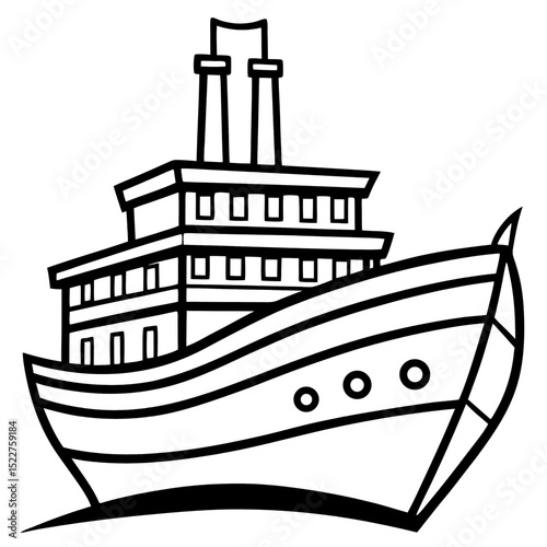 Vector illustration of a ship and boat for sea travel and ocean transportation