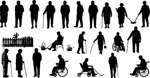 elderly silhouettes, vector set of elderly silhouettes
