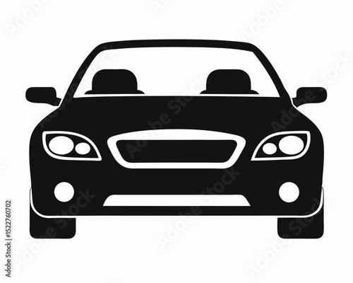 Front View Silhouette of a Car Transportation Icon Automotive Design Element Vehicle Illustration Black and White Graphic Automobile Symbol Road Transport Modern Car Design