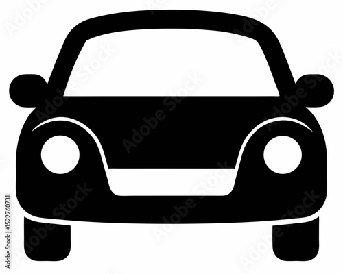 Simple Black Car Icon Front View Transportation and Vehicle Symbol Automobile Silhouette for Graphic Design and Creative Projects Isolated on White Background