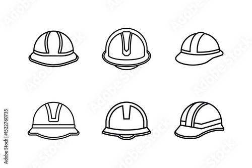 hard hat icon outline vector illustration