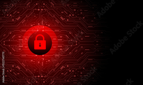 Abstract data security red circuit board technology connected lines electronics elements computer motherboard chip processor semiconductor digital on white background vector