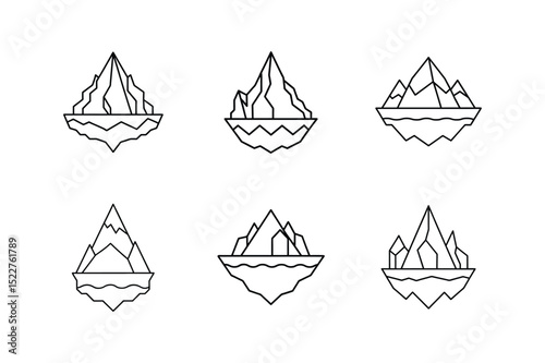 iceberg icon line art vector illustration