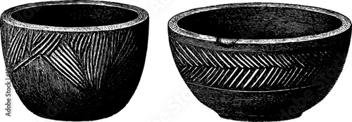 Ancient tribal ceramic design set for historical studies and cultural exhibitions