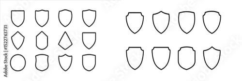 Different shield shapes arranged in two neat rows for artistic exploration and design inspiration