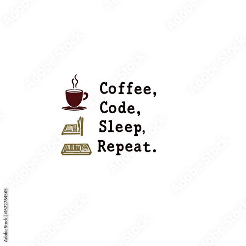 Coffee Code Sleep Repeat A Developer s Life Cycle in Simple Graphic Representation on a Black Background