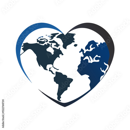 Heart-shaped globe symbolizing unity and environmental care  