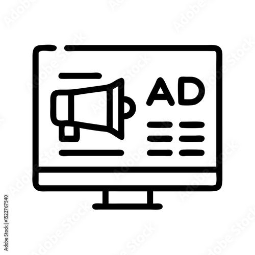 Advertising icons set.Containing marketing, promotion, announcement, branding, campaign, Ad, billboard, banner and Solid,line, silhouette  vector icons collection.