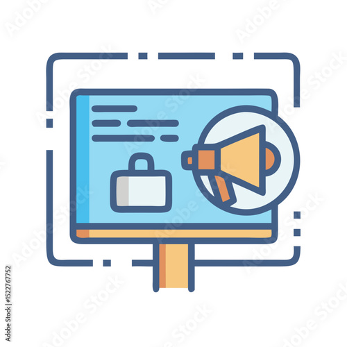 Advertising icons set.Containing marketing, promotion, announcement, branding, campaign, Ad, billboard, banner and Solid,line, silhouette  vector icons collection.