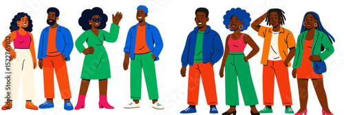 Colorful group of stylish young adults enjoying a vibrant gathering in a lively city setting
