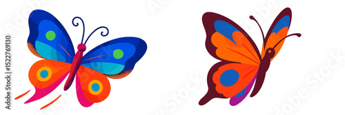 Colorful digital butterflies in vibrant hues showcasing artistic design and creativity