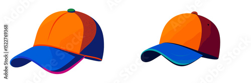 Colorful and vibrant baseball caps displayed side by side in a minimalist style, emphasizing their unique designs and colors