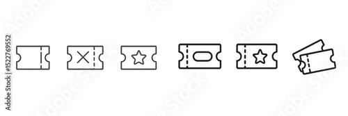 Variety of ticket designs including star and cross symbols for events and activities