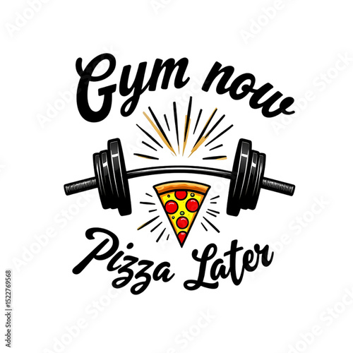 Pizza Slice Lifting a Barbell A Humorous Take on Fitness and Cheat Meals on Black cartoon