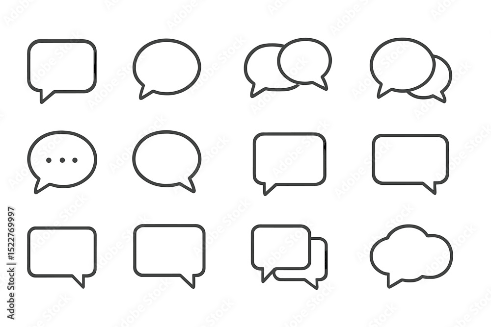 Different styles of conversation bubbles for graphic design and communication usage