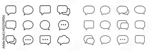 Variety of speech bubbles for use in communication design showcasing different shapes and sizes on a clean background